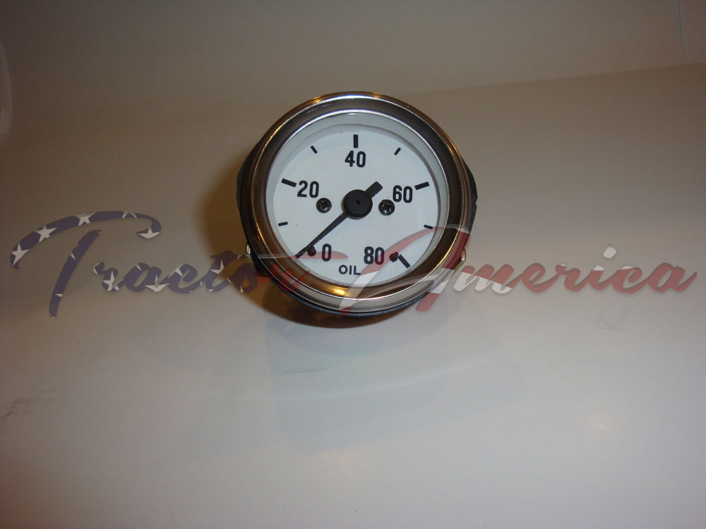 Oil Gauge 80 PSI Chrome Bezel White Face TractorAmerica